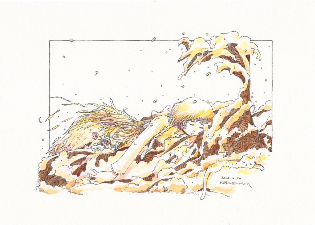 A4サイズイラスト原画「音楽のスープ」