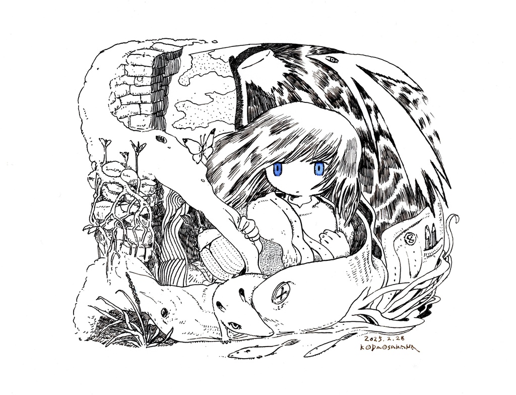 B5イラスト原画「春の訪れ」