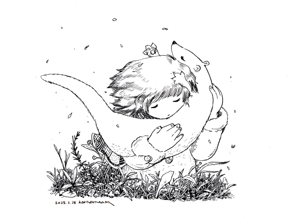 B5イラスト原画「抱擁」