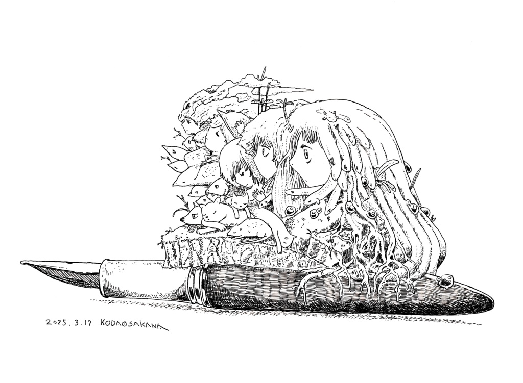 B5イラスト原画「創作の記憶」