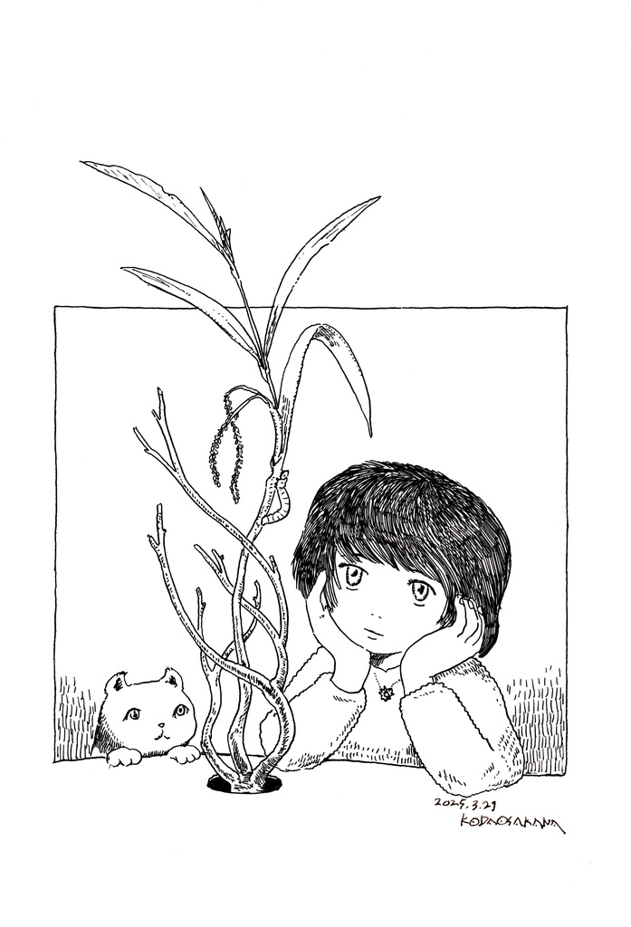 B5イラスト原画「あゆみを見つめる」