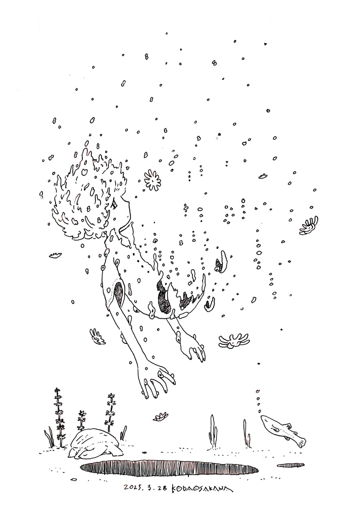 B5イラスト原画「泡になった」