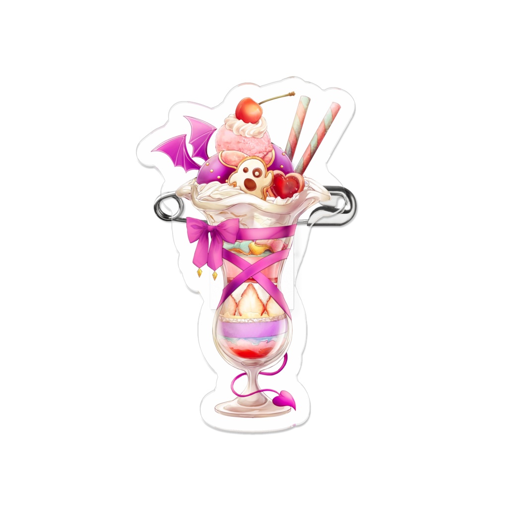 桃泉ユウモチーフパフェアクリルバッジ