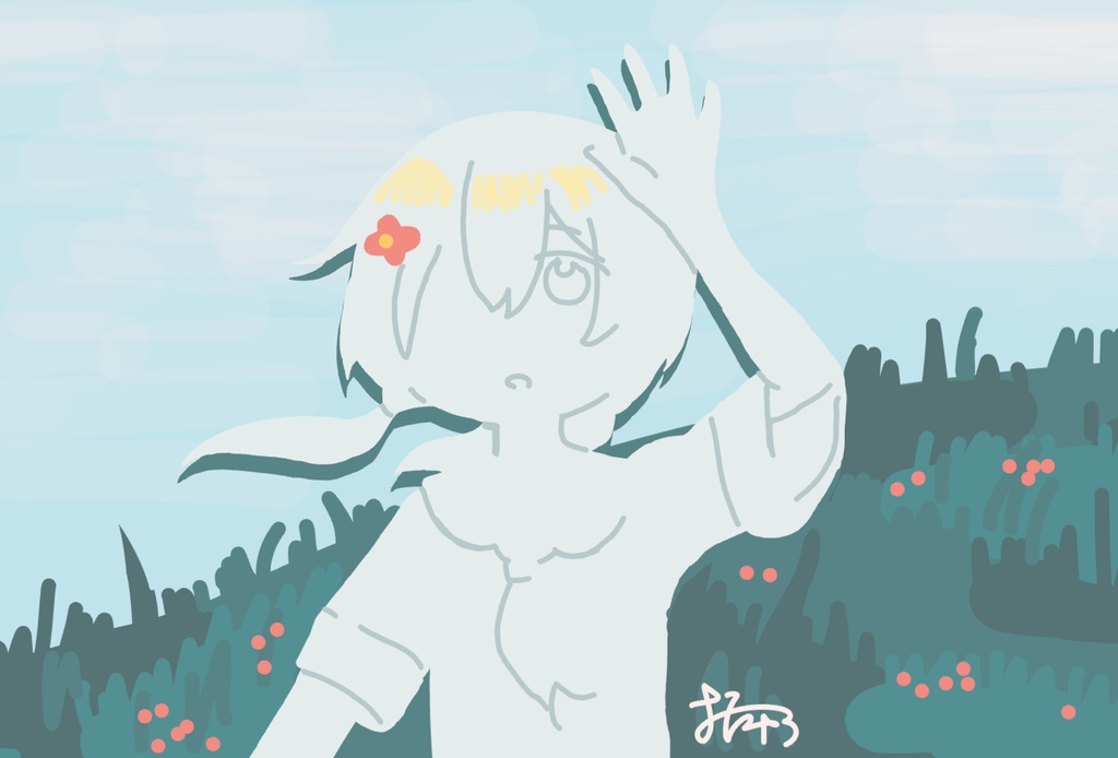 絵Tシャツ-1(夏草原)