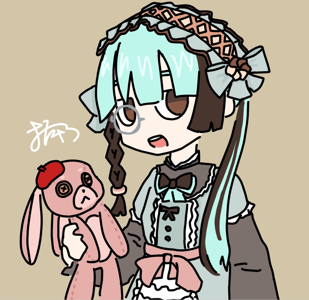 絵Tシャツ-2(チョコミント娘とぬいぐるみ)