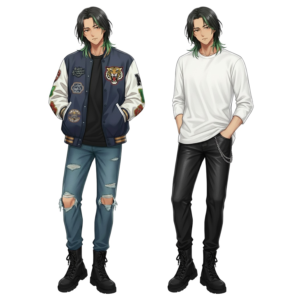 男性全身立ち絵002A 表情差分9種類 服装2種類(私服)