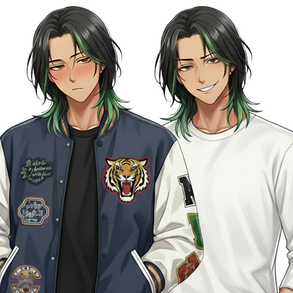 男性全身立ち絵002A 表情差分9種類 服装2種類(私服)