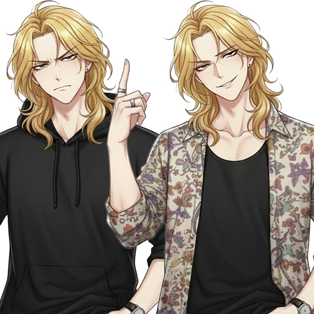 男性全身立ち絵004A 表情差分9種類 服装2種類(私服)