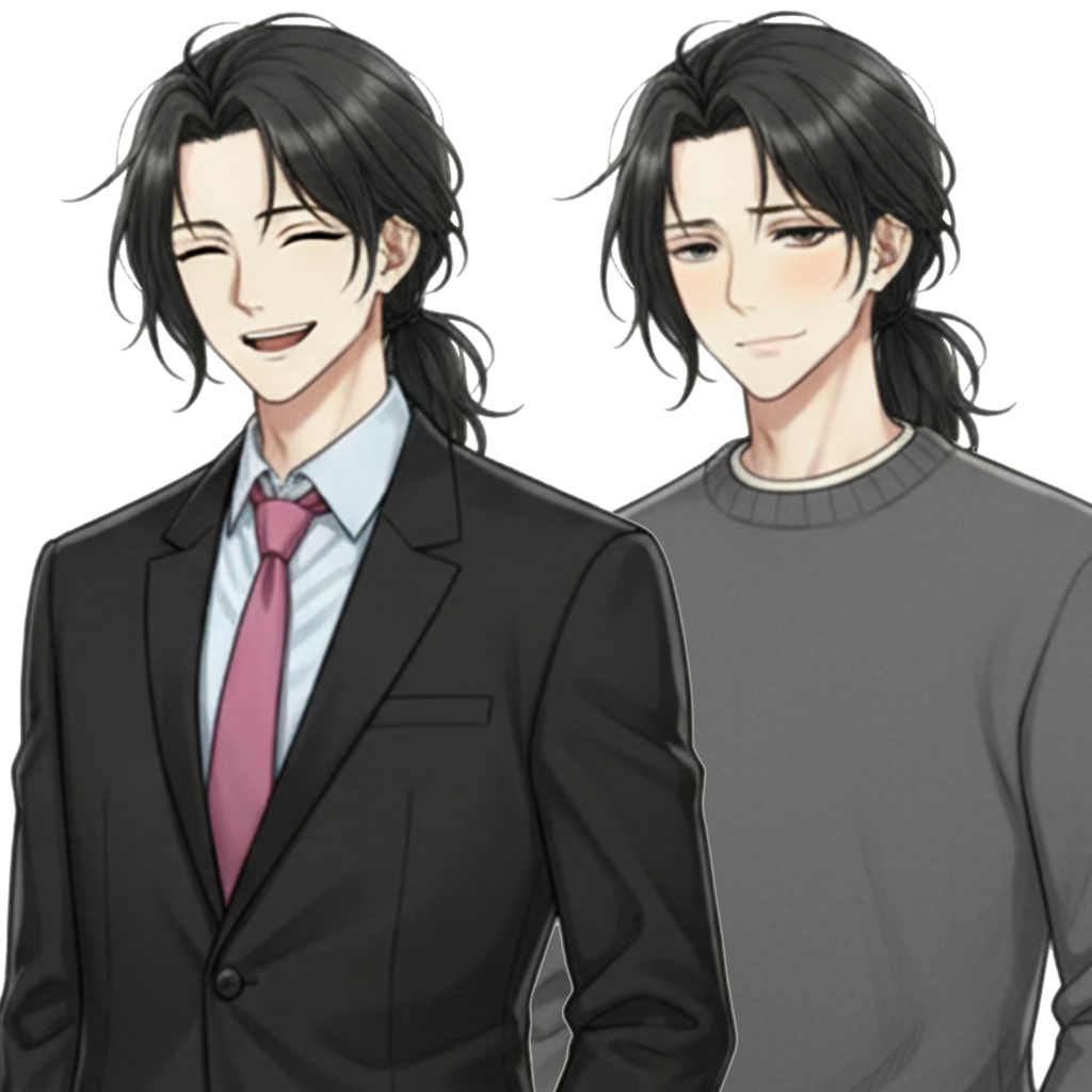 男性全身立ち絵014A 表情差分9種類 服装2種類(スーツ・私服)