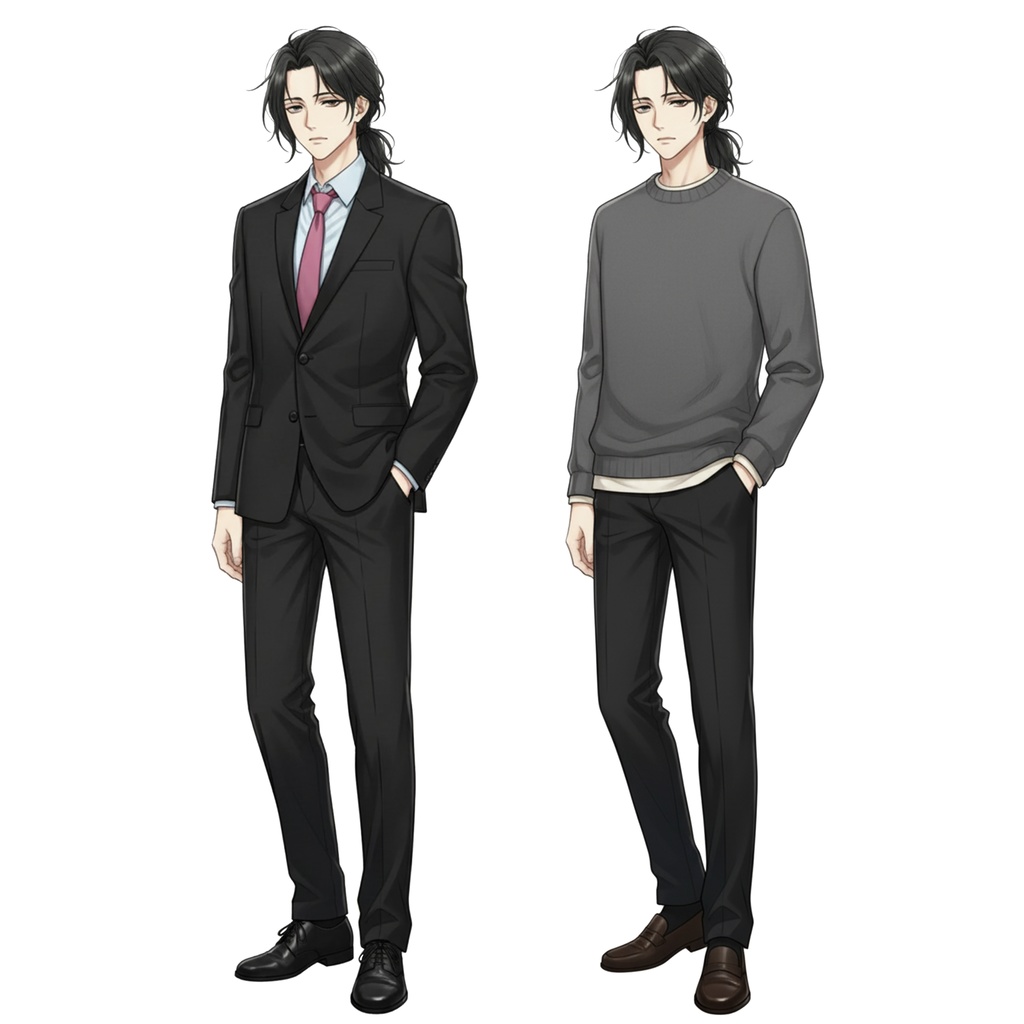 男性全身立ち絵014A 表情差分9種類 服装2種類(スーツ・私服)