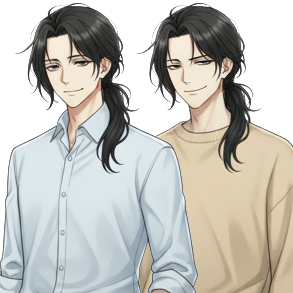 男性全身立ち絵014B 表情差分9種類 服装2種類(夏スーツ・夏私服)