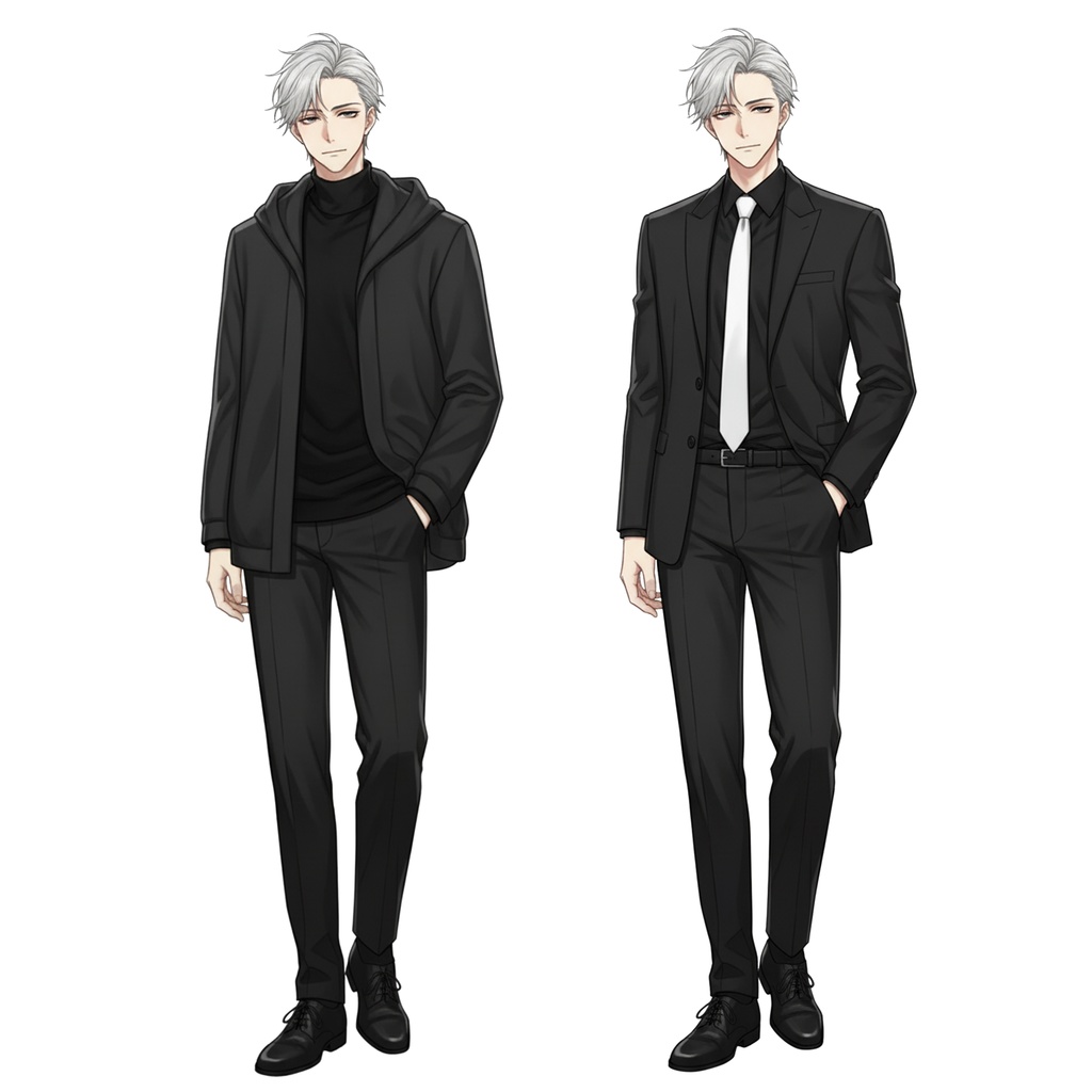 男性全身立ち絵015A 表情差分9種類 服装2種類(スーツ・私服)