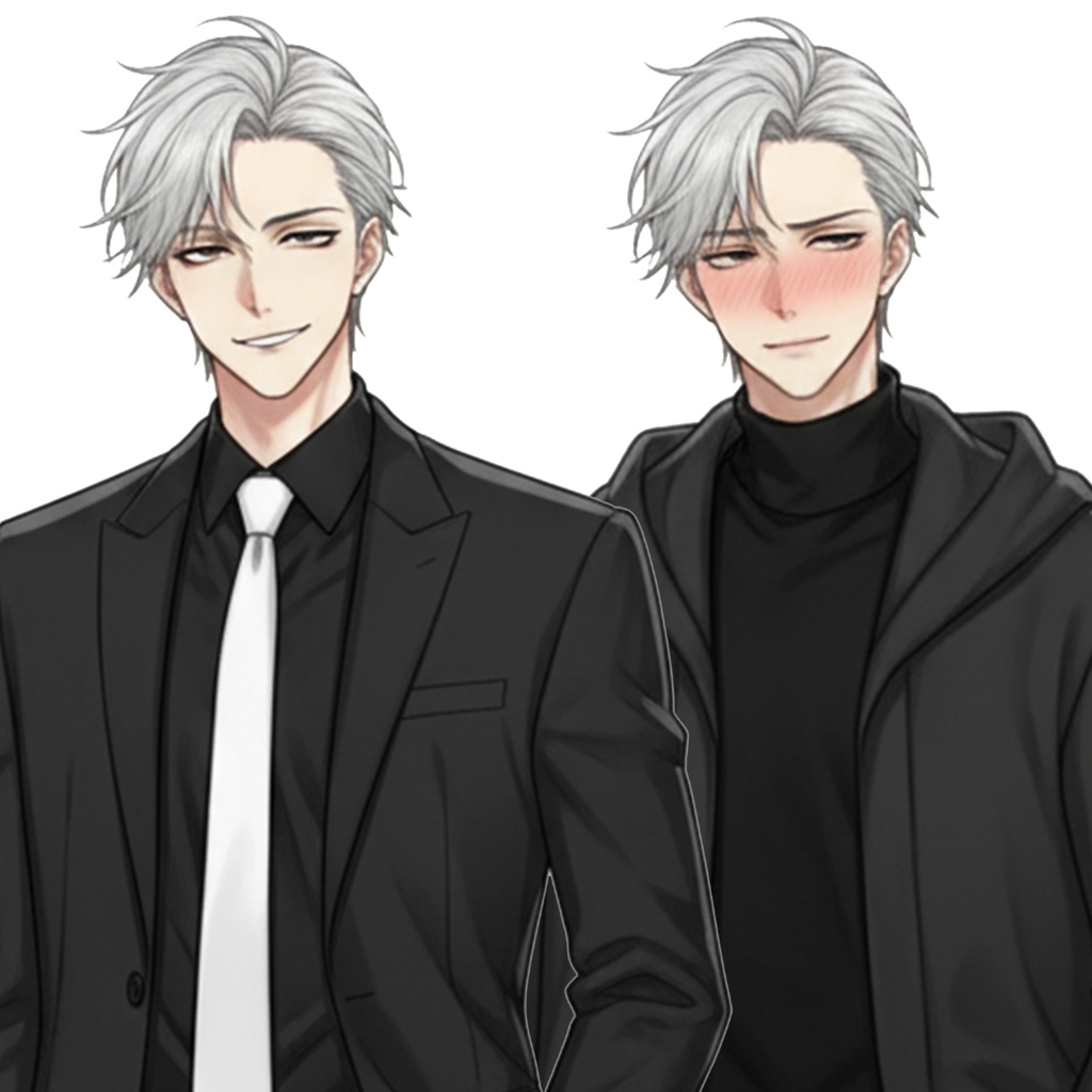 男性全身立ち絵015A 表情差分9種類 服装2種類(スーツ・私服)