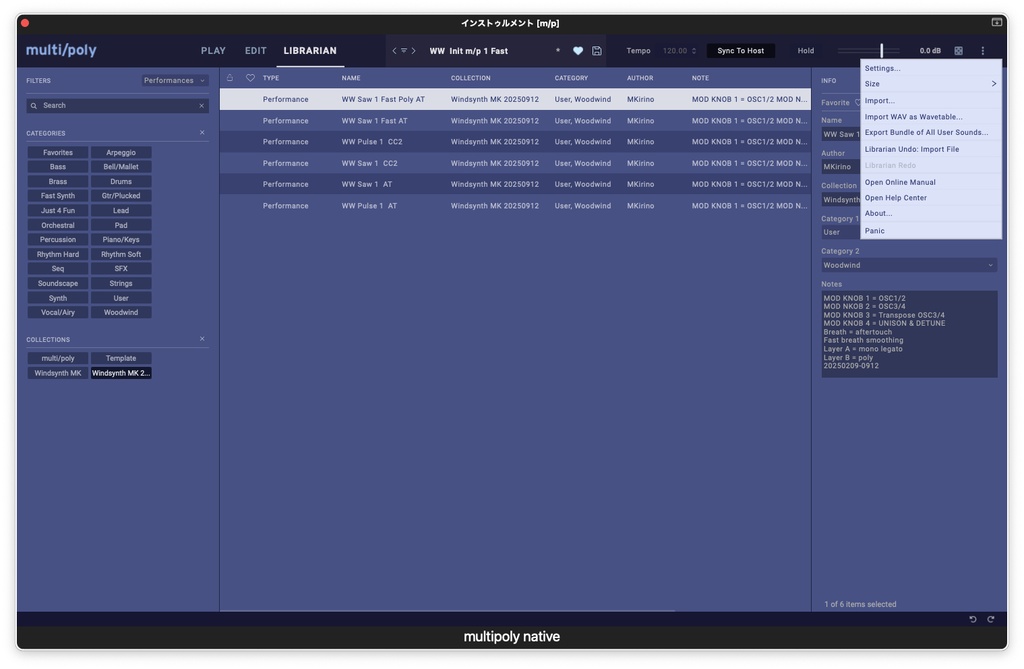 KORG multi/poly & native Presets for Windsynth(Free)