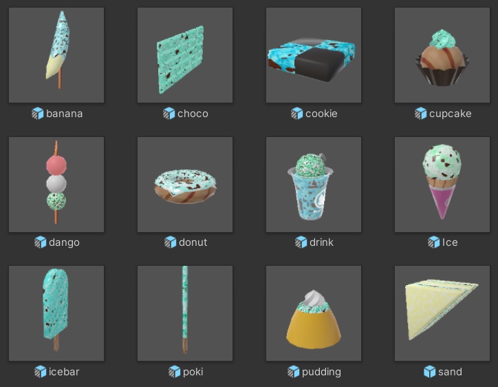 【VRChat想定アバター&ワールドアセット】ChocoMint12点アソートセット