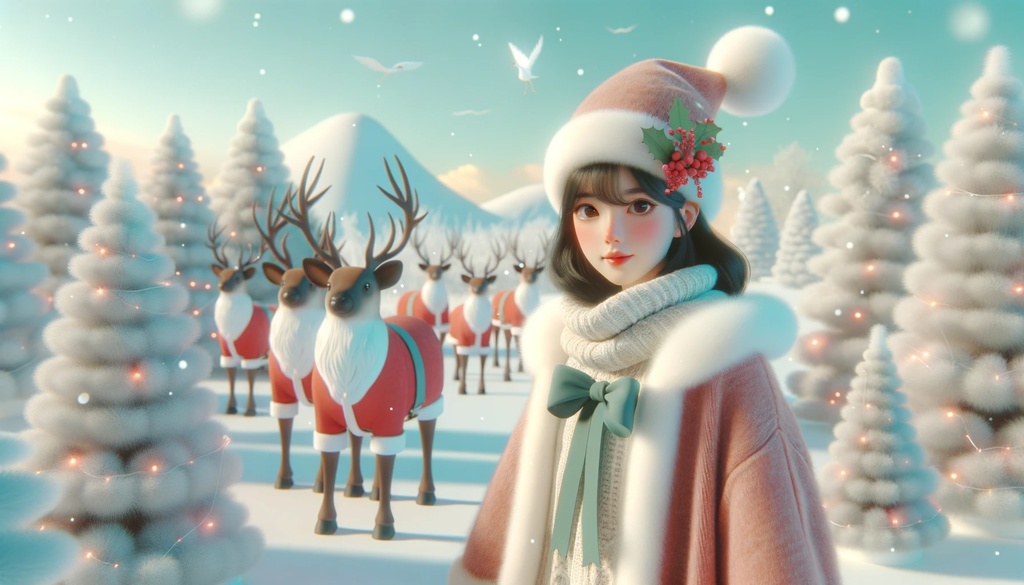 女性のサンタクロース_Vol.1:3Dイラスト:5枚セット