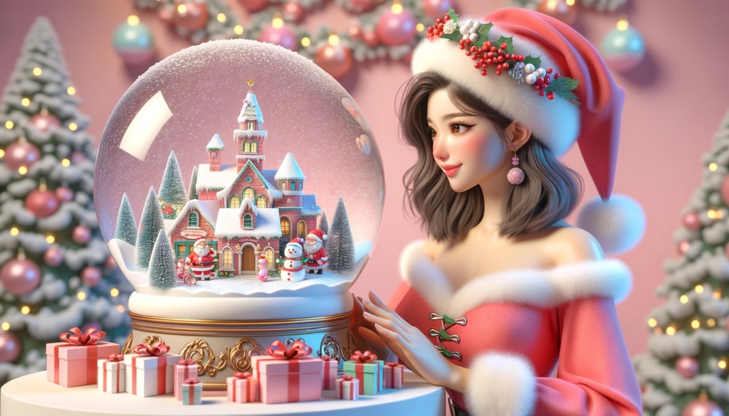 女性のサンタクロース_Vol.1:3Dイラスト:5枚セット