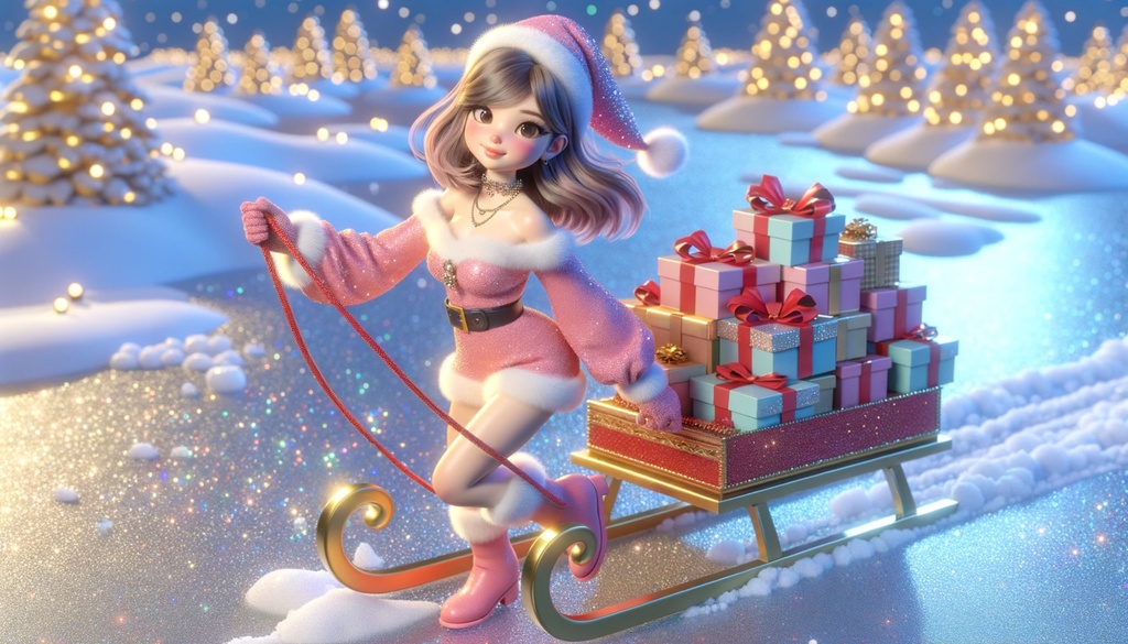 女性のサンタクロース_Vol.2:3Dイラスト:5枚セット