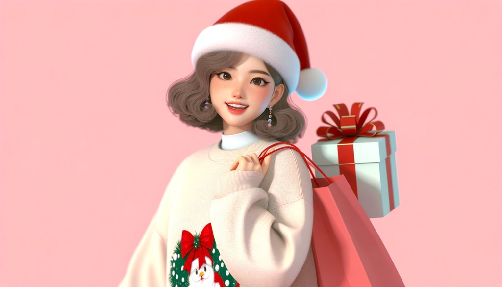 女性のサンタクロース_Vol.2:3Dイラスト:5枚セット