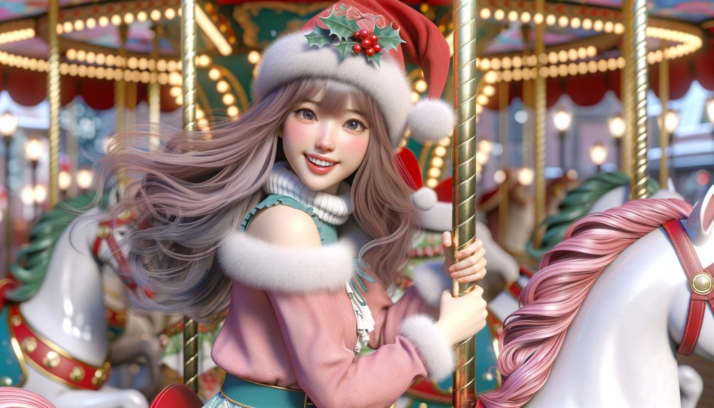 女性のサンタクロース_Vol.2:3Dイラスト:5枚セット