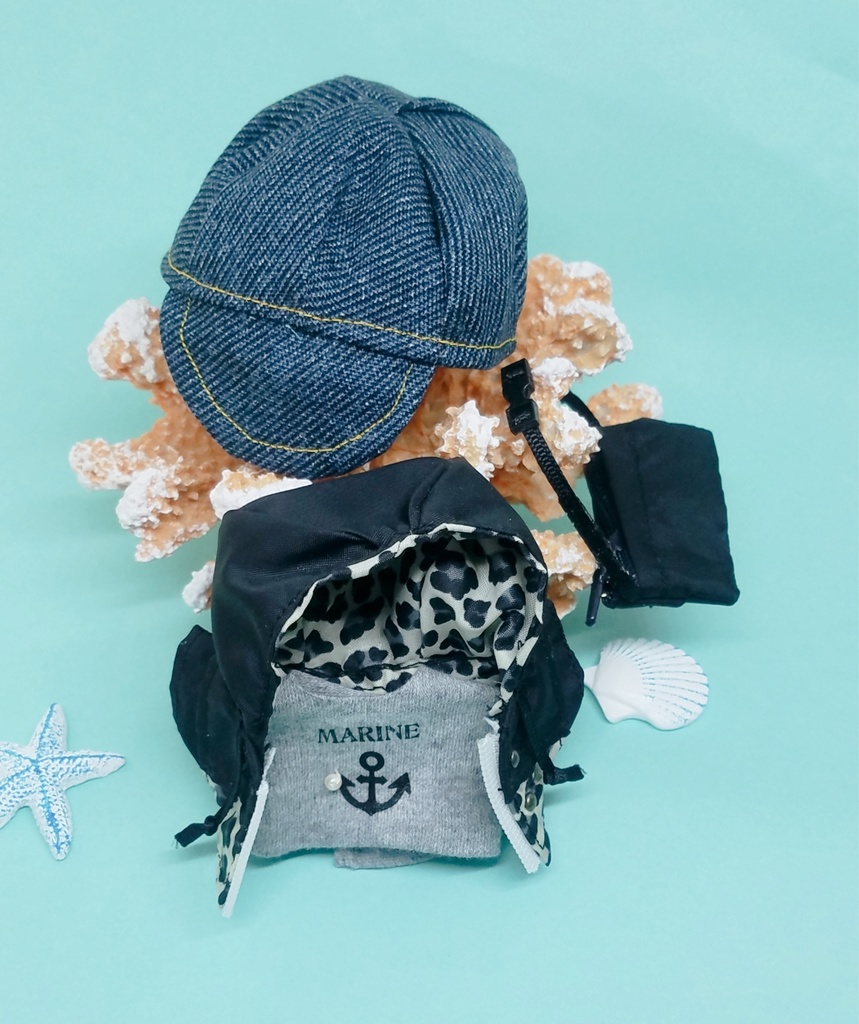 10cmサイズ 12cmサイズ ぬい服 デニムキャップ マウンテンパーカー 夏物シャツ ショルダーバック