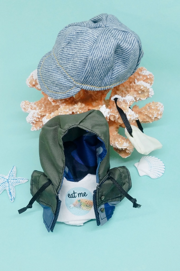 10cmサイズ 12cmサイズ ぬい服 デニムキャップ マウンテンパーカー 夏物シャツ ショルダーバック