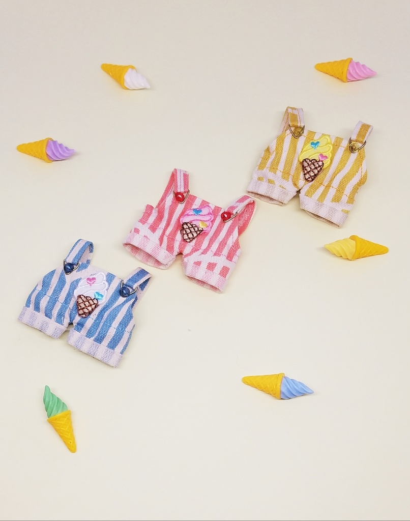 10cmサイズ 12cmサイズ ぬい服 サンバイザー アイスクリームサロペット 無地シャツ