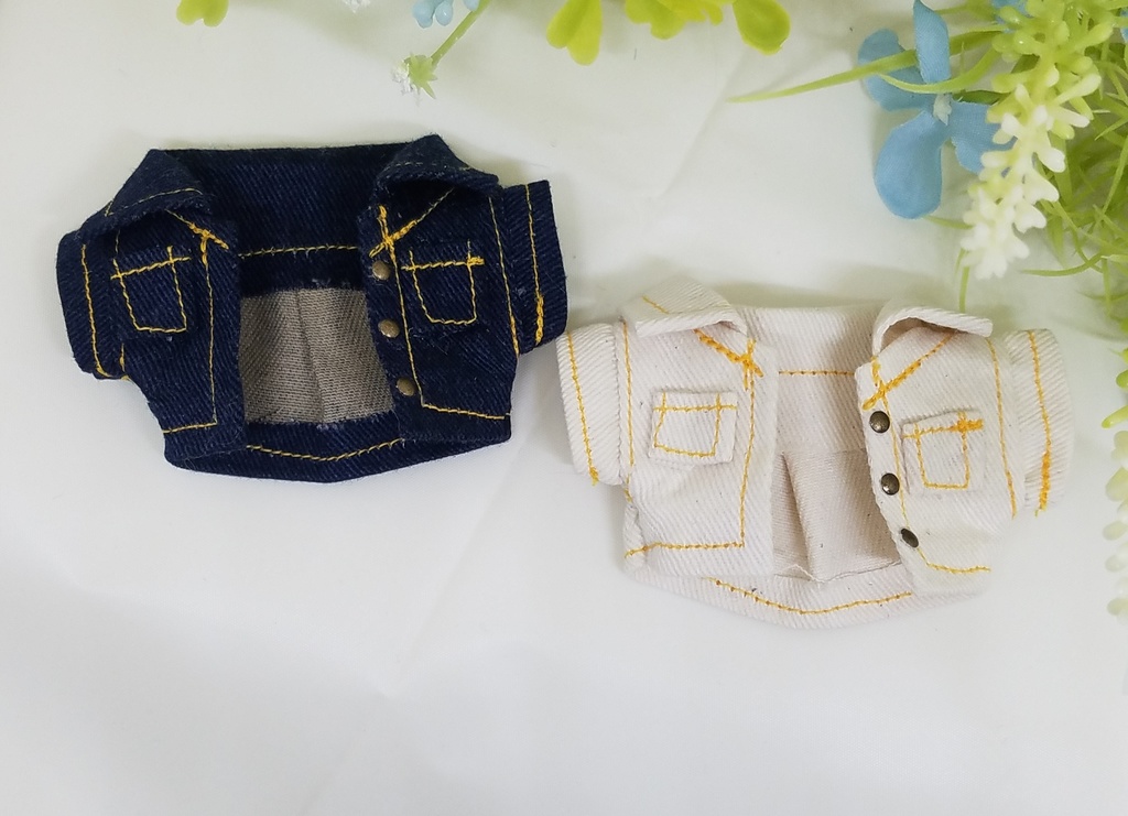 ぬい服 レザーキャップ デニムジャケット パーカーフード付き 10cm 12cmサイズ