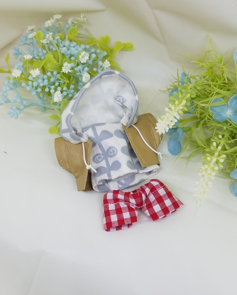 ぬい服 レザーキャップ デニムジャケット パーカーフード付き 10cm 12cmサイズ