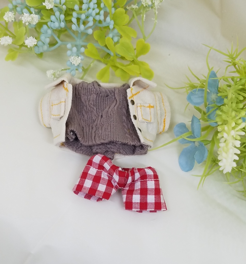ぬい服 レザーキャップ デニムジャケット パーカーフード付き 10cm 12cmサイズ