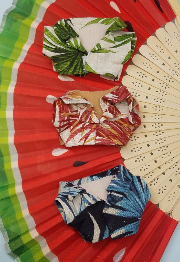 ぬい服 アロハシャツ サファリパンツ サンダル ウエストポーチ 12cm 10cmサイズ