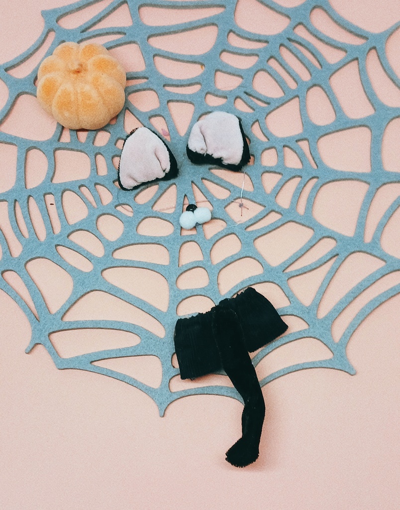 ぬい服 ハロウイン モンスターバンド 黒猫付け耳 10cm 12cmサイズ
