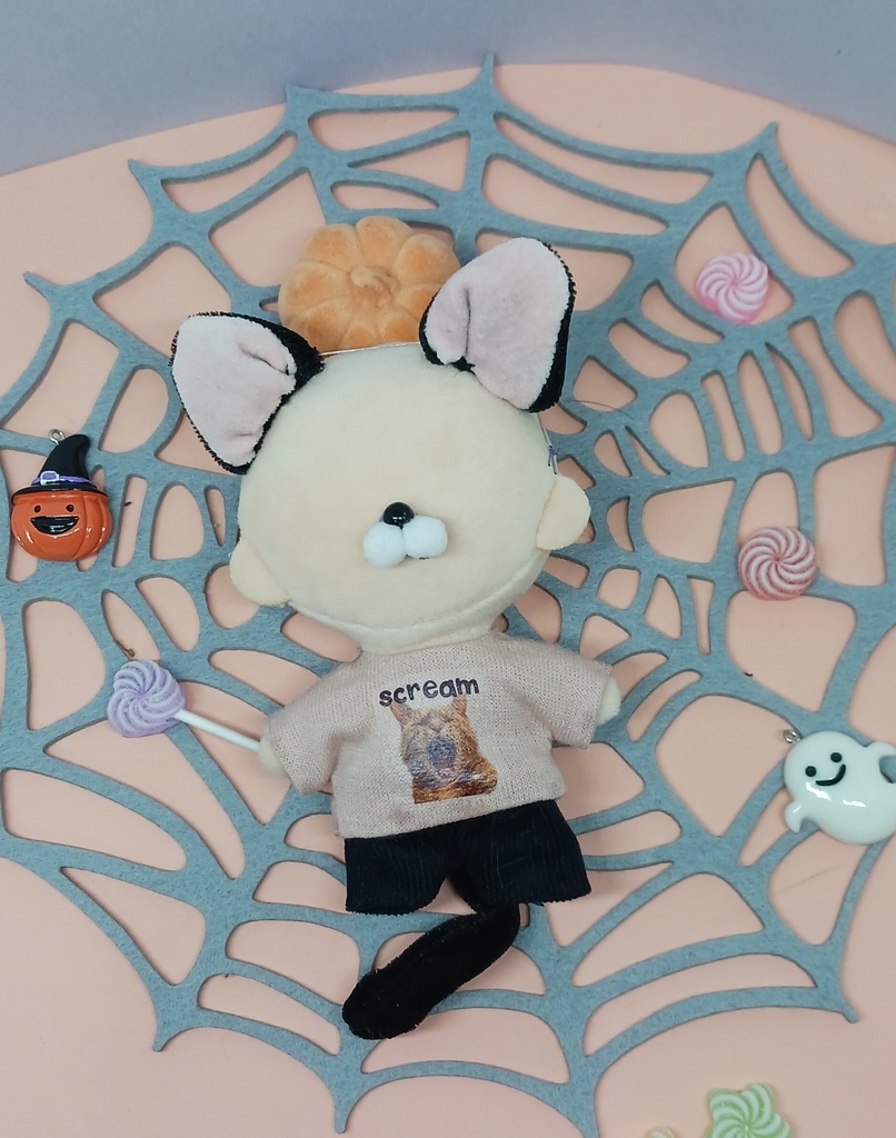 ぬい服 ハロウイン モンスターバンド 黒猫付け耳 10cm 12cmサイズ