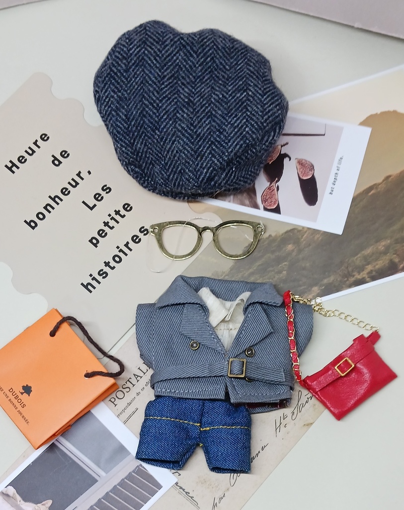 ぬい服 ハンチング帽 トレンチコート レザーバッグ 10cm 12cmサイズ