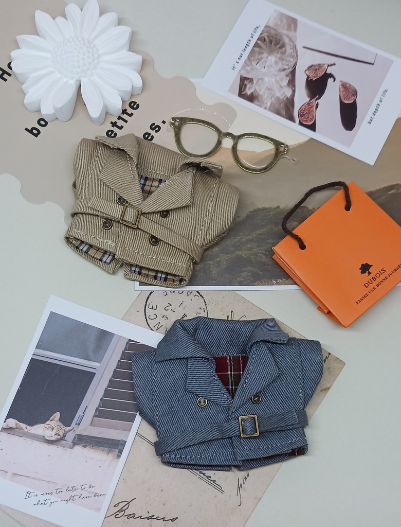 ぬい服 ハンチング帽 トレンチコート レザーバッグ 10cm 12cmサイズ