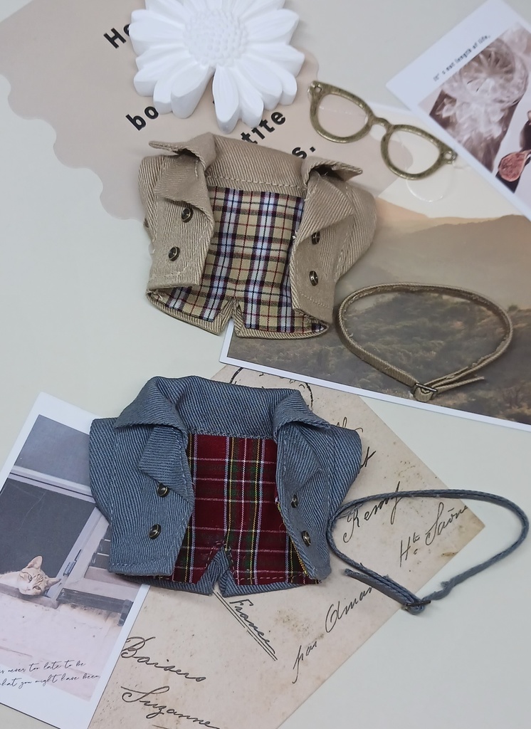 ぬい服 ハンチング帽 トレンチコート レザーバッグ 10cm 12cmサイズ