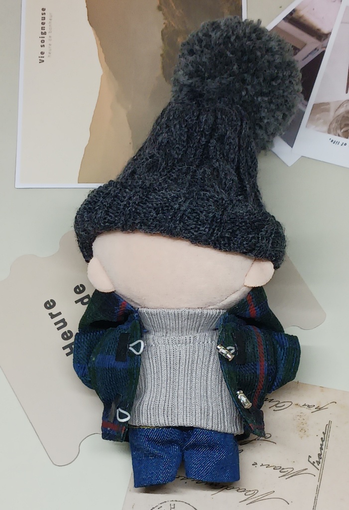 ぬい服 チェック柄ダッフルコート 10cm 12cmサイズ