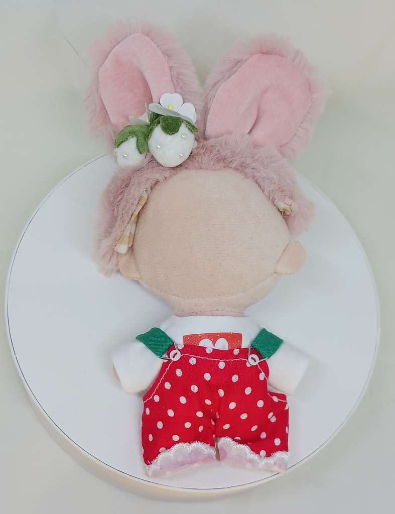 ぬい服 苺コーデセット うさ耳バンド サロペット 10cm 12cmサイズ