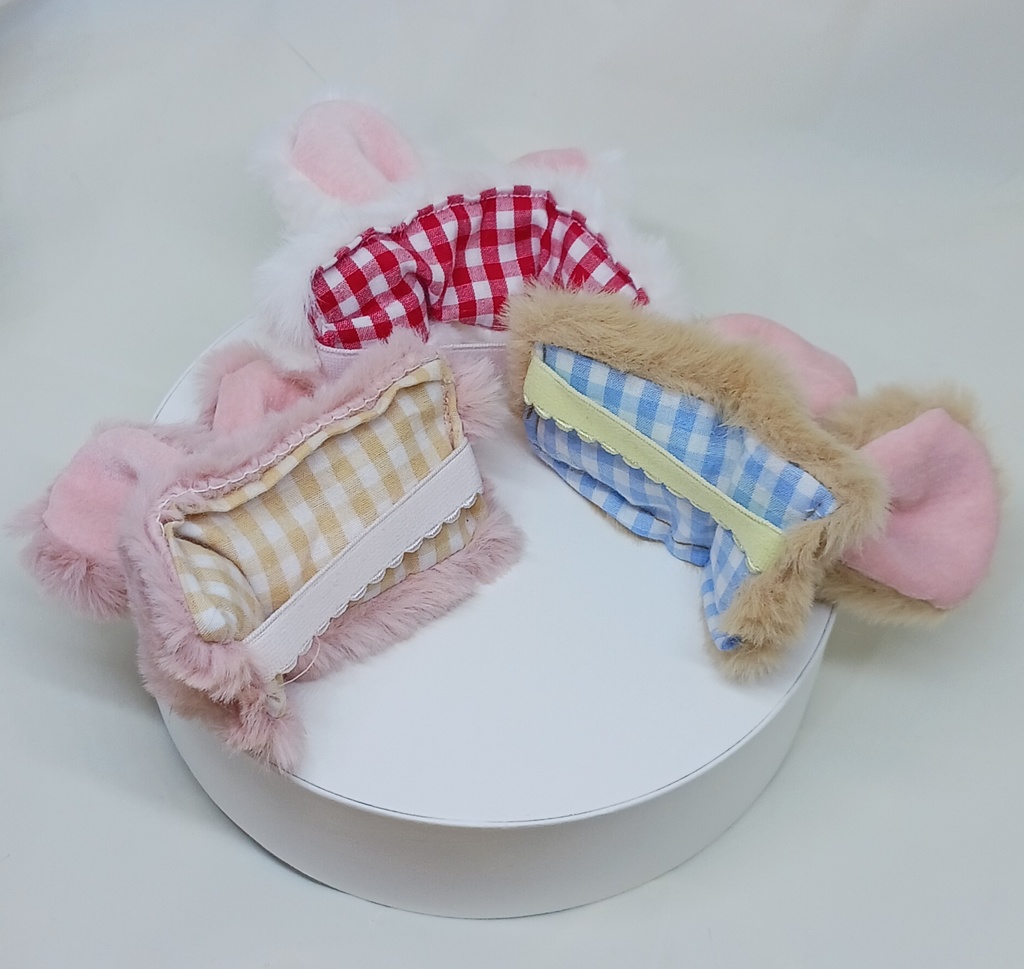 ぬい服 苺コーデセット うさ耳バンド サロペット 10cm 12cmサイズ