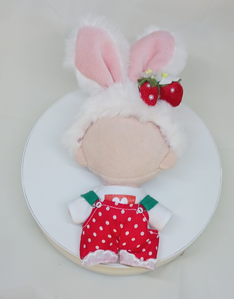 ぬい服 苺コーデセット うさ耳バンド サロペット 10cm 12cmサイズ
