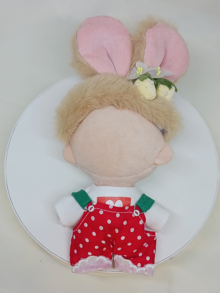 ぬい服 苺コーデセット うさ耳バンド サロペット 10cm 12cmサイズ