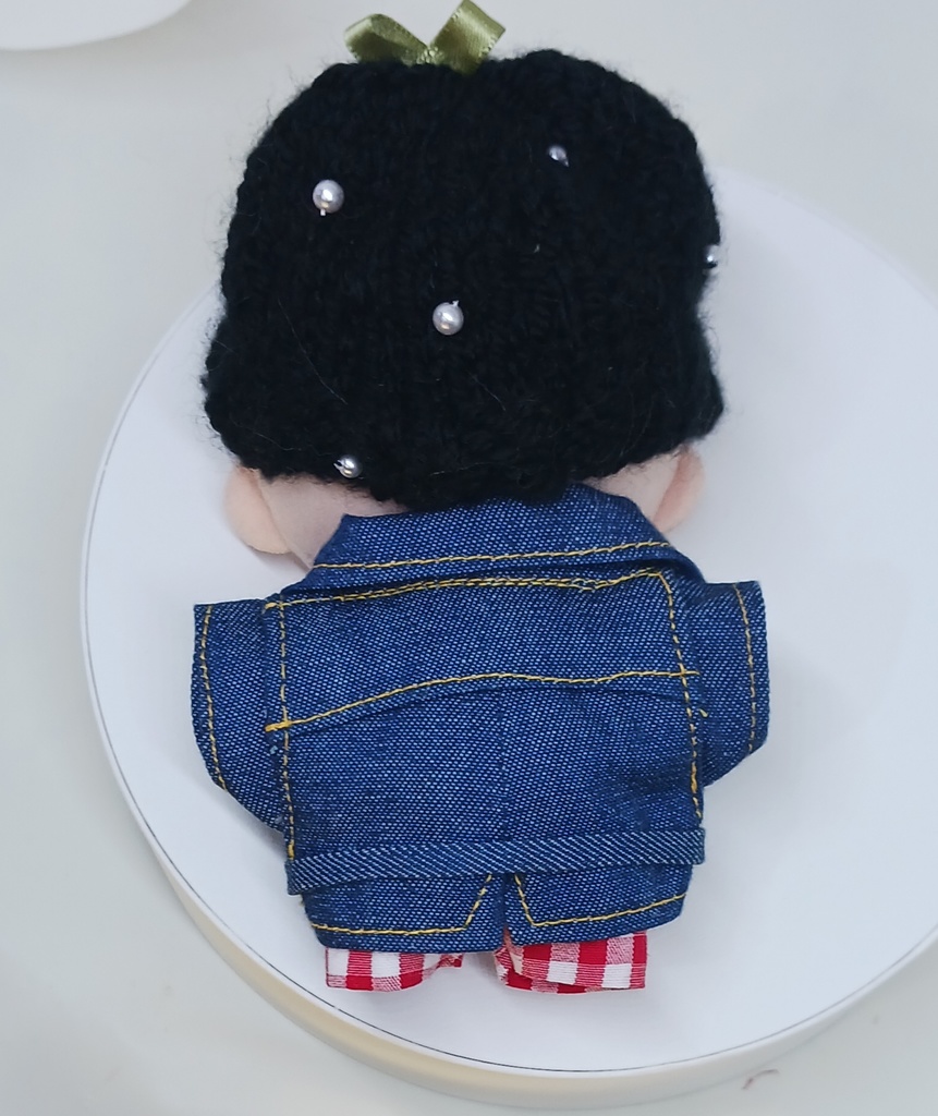 ぬい服 苺コーデセット 苺ベレー帽子 トレンチコート チェックパンツ 10cm 12cmサイズ