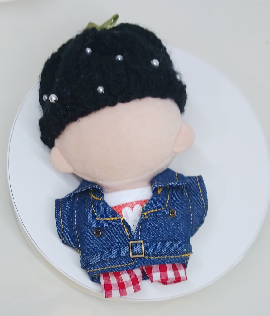 ぬい服 苺コーデセット 苺ベレー帽子 トレンチコート チェックパンツ 10cm 12cmサイズ