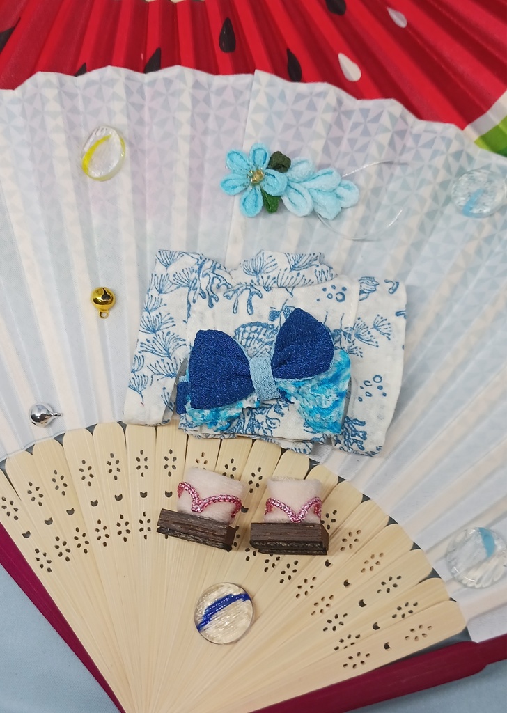 ぬい服 浴衣 かんざし風つまみ細工 10cmサイズ 12cmサイズ