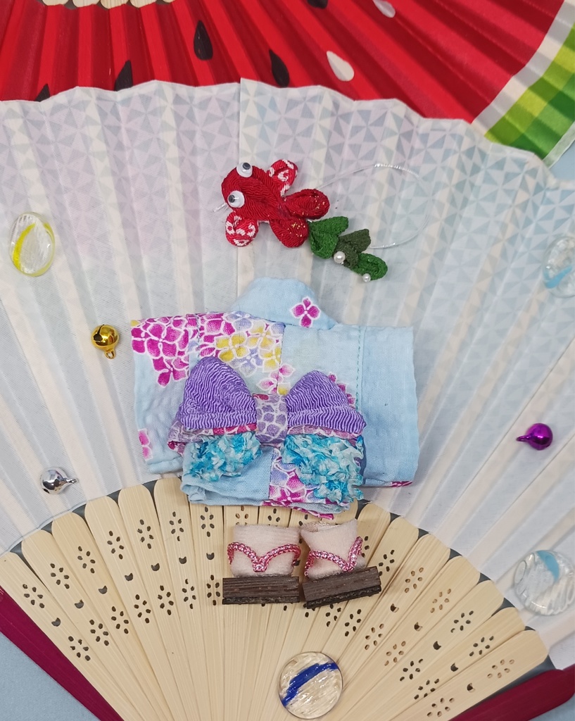 ぬい服 浴衣 かんざし風つまみ細工 10cmサイズ 12cmサイズ