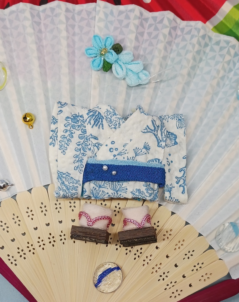 ぬい服 浴衣 かんざし風つまみ細工 10cmサイズ 12cmサイズ