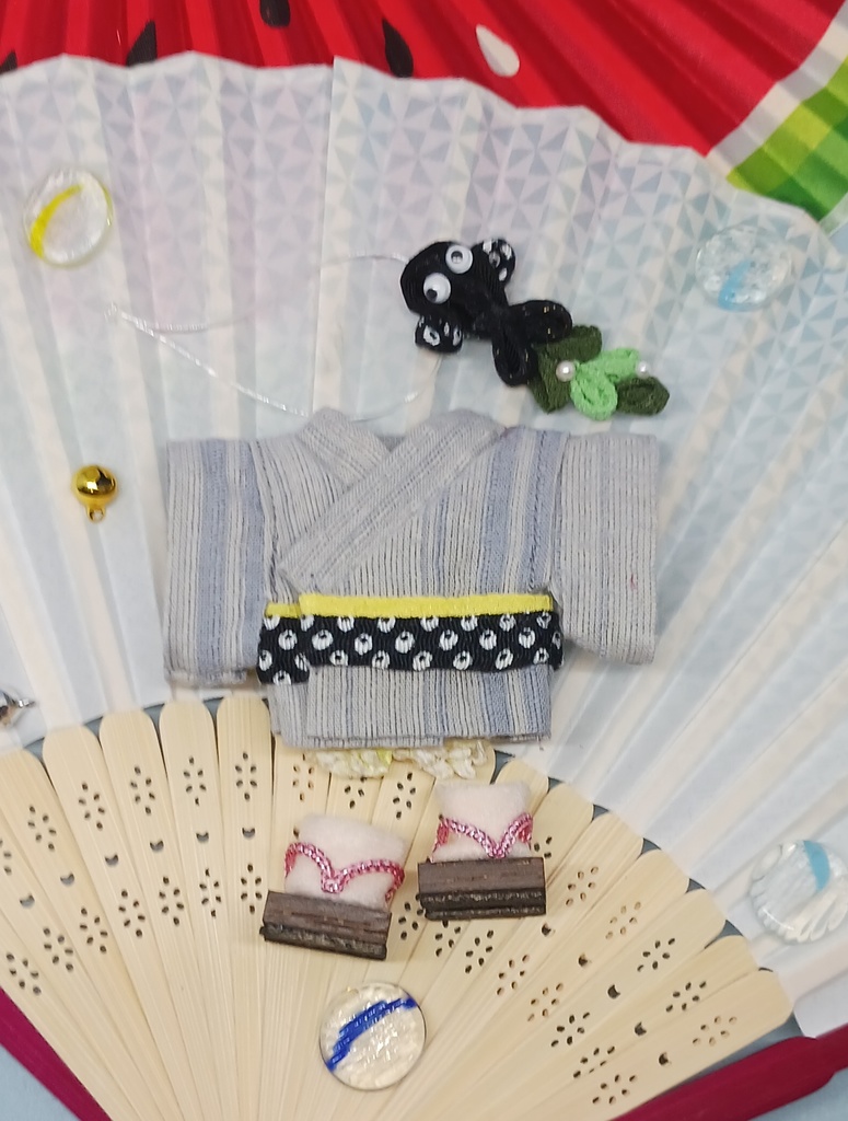 ぬい服 浴衣 かんざし風つまみ細工 10cmサイズ 12cmサイズ
