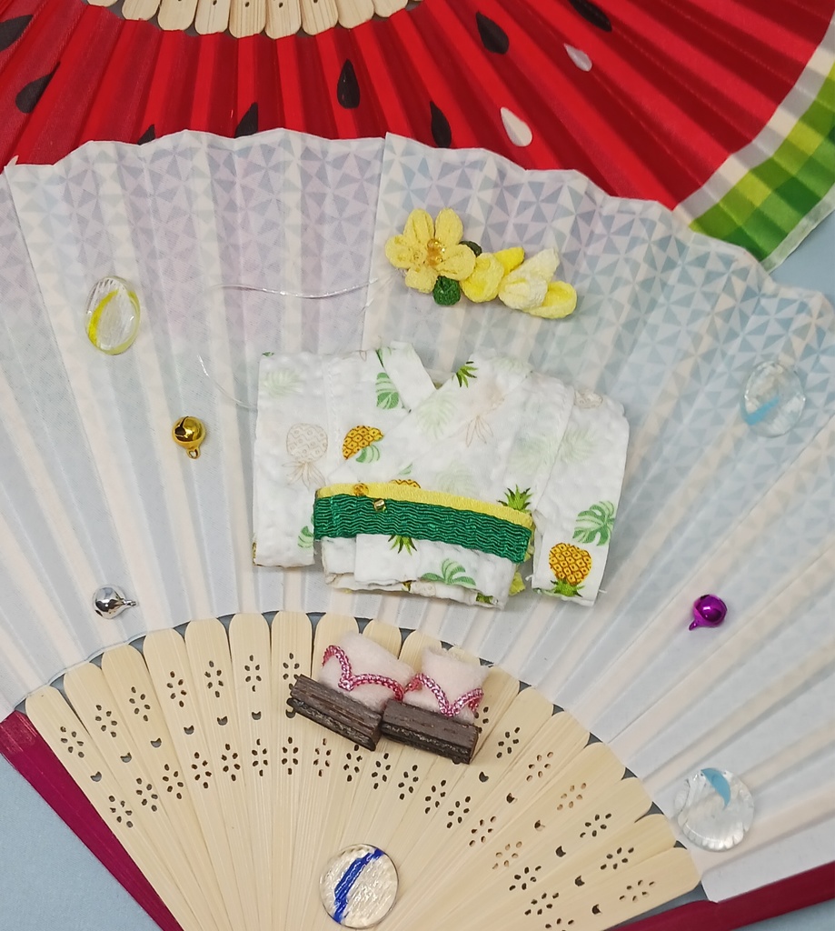 ぬい服 浴衣 かんざし風つまみ細工 10cmサイズ 12cmサイズ