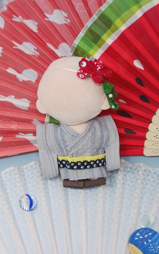 ぬい服 浴衣 かんざし風つまみ細工 10cmサイズ 12cmサイズ