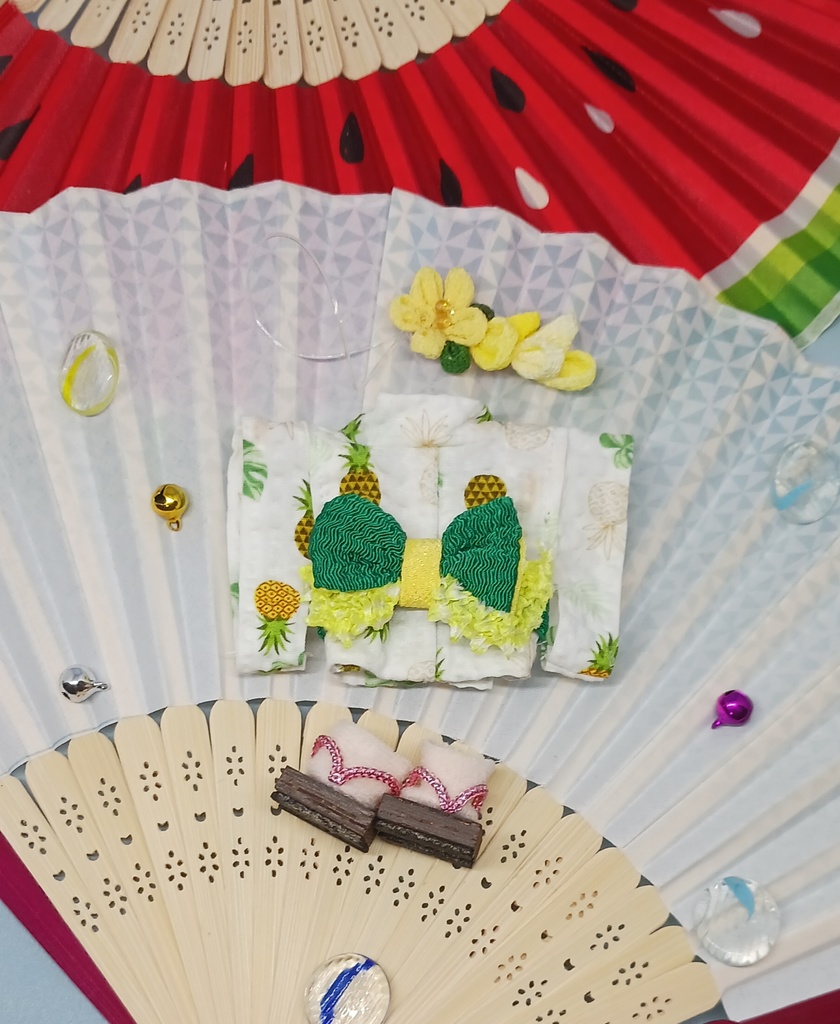 ぬい服 浴衣 かんざし風つまみ細工 10cmサイズ 12cmサイズ